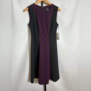 NWT Tommy Hilfiger Women's Color Block Fit & Flare Dress - Black/Purple - Size 4